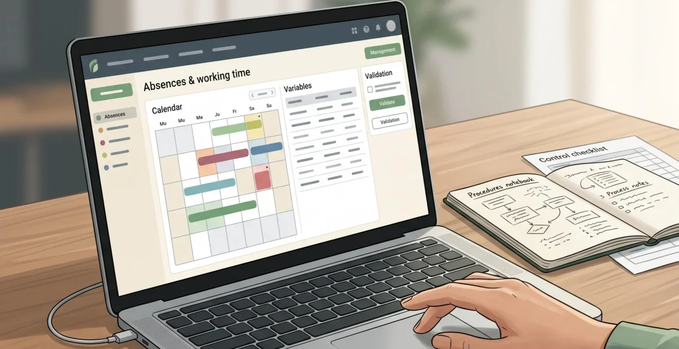 Interface générique de gestion RH avec suivi des absences et variables de paie